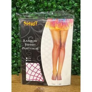 New Spirit Halloween Rainbow Fishnet Pantyhose Womens Medium Large Cosplay Dress